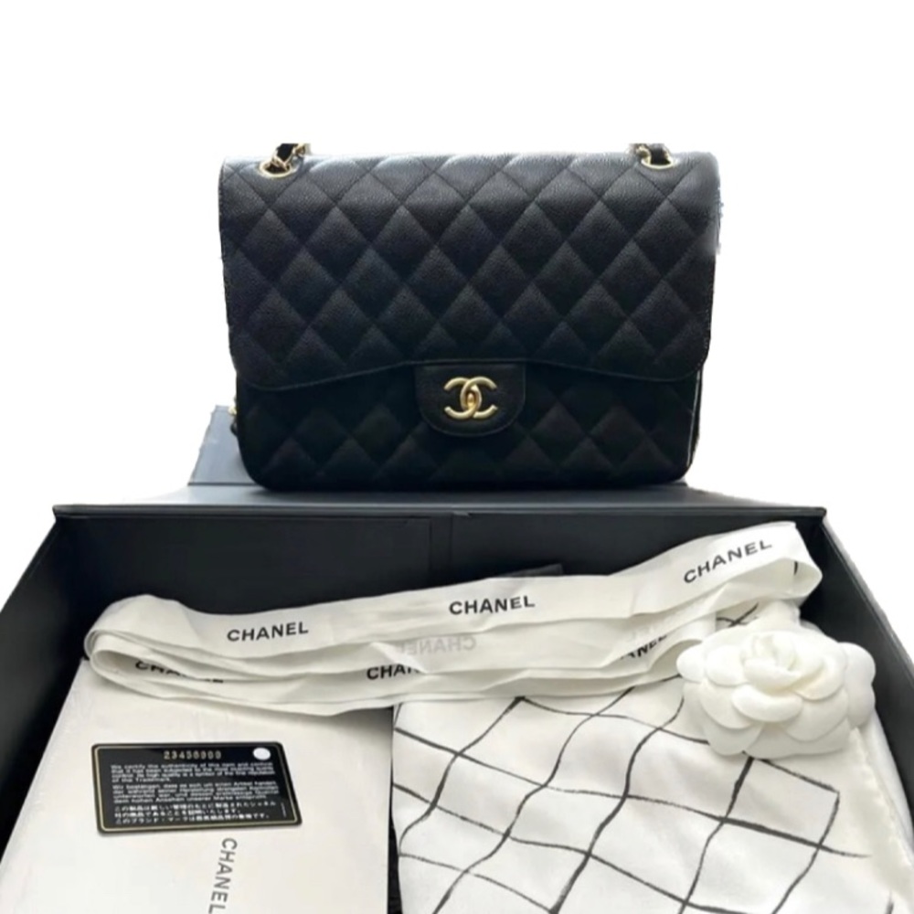 ❌Sold ❌ CHANEL Large Double Flap Bag in Caviar w/ Gold Hardware✨